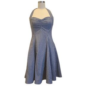 Heartbreaker Black‎ Gingham Swing Dress XS Halter Fit & Flare Pinup Coquette